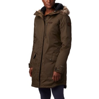 Columbia Suttle Mountain Long Insulated, Chamarras Verde Oliva Para Mujer | 267418-DZS